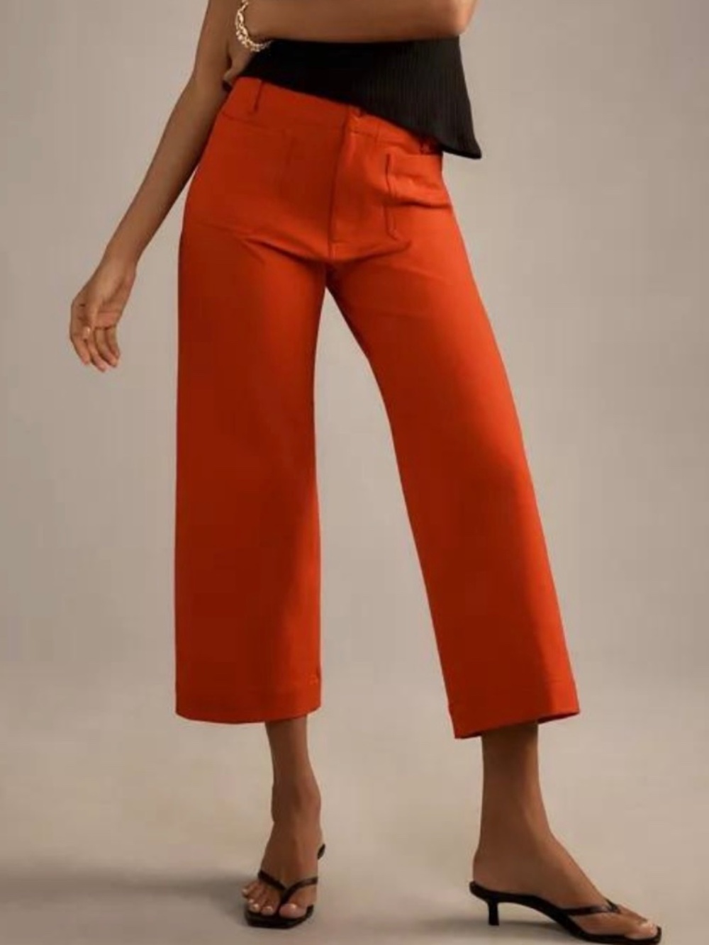 Anthropologie Maeve The Colette Cropped Wide-Leg Ponte Pants True Red Size 30